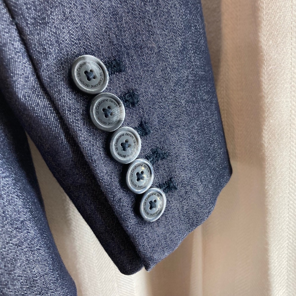 Liz Claiborne Denim Jacket 2 Petite Blue Striped Lined Blazer Business‎ Casual - Picture 6 of 11